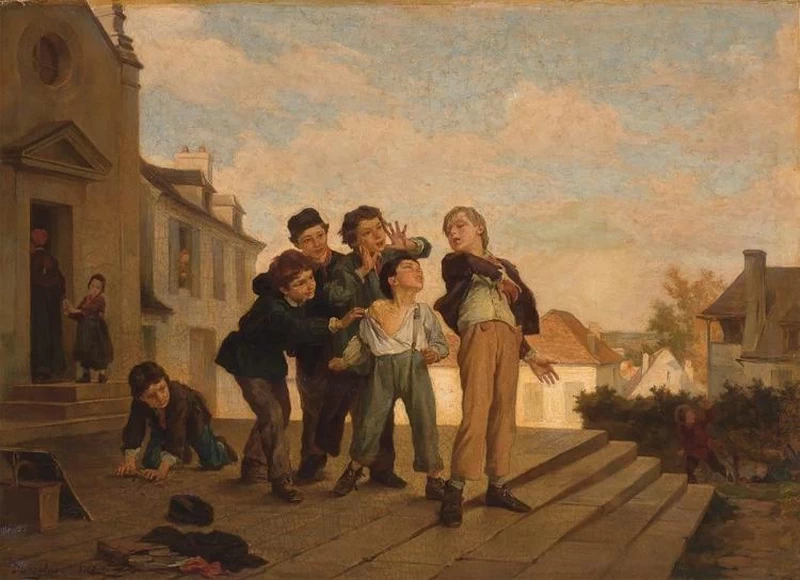 André - Henri Dargelas, Ragazzi che litigano sui gradini di una chiesa